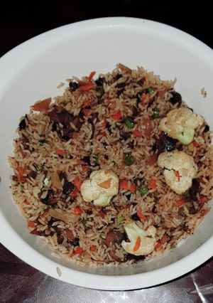 A picture of Mushroom fried rice.