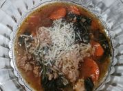 A picture of ground meat vegetable soup