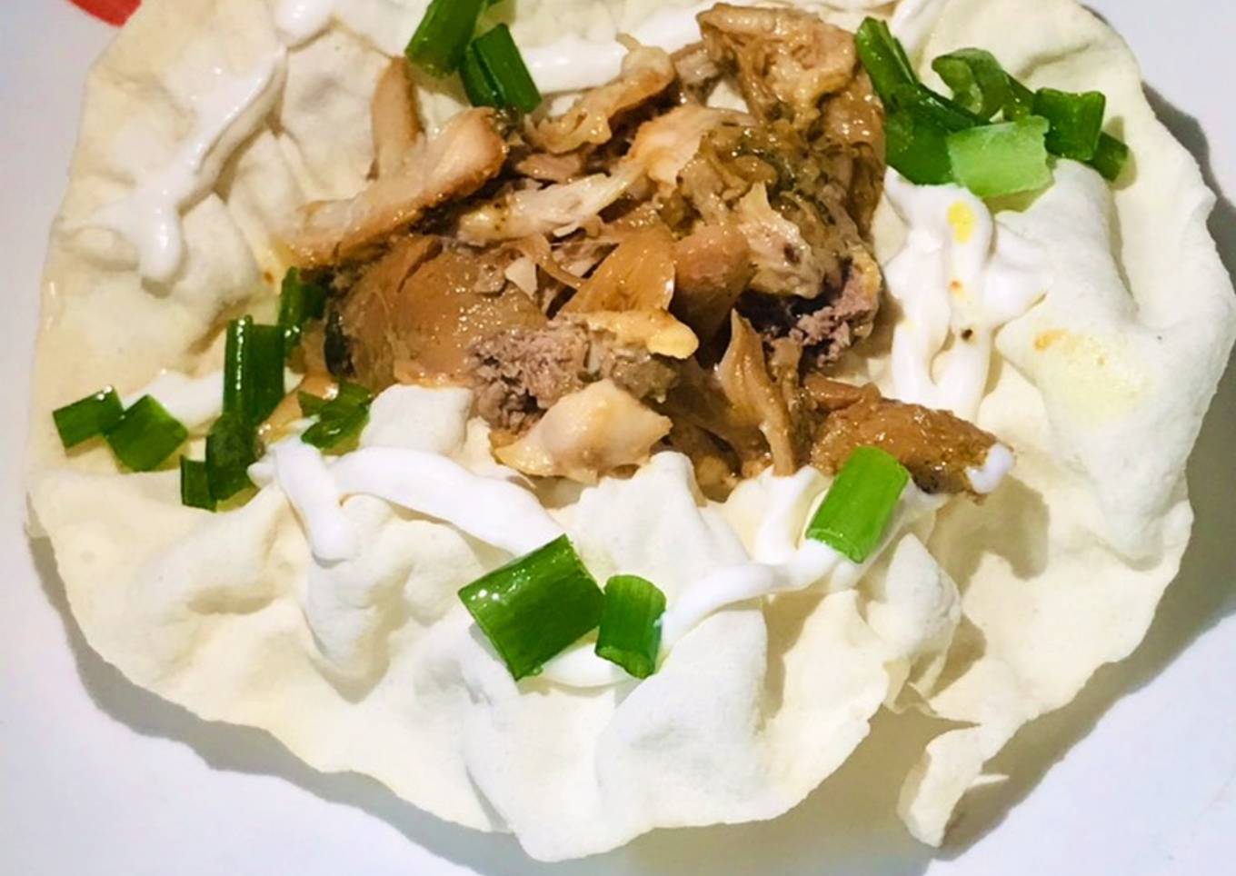 Microwave papad bowl with chicken