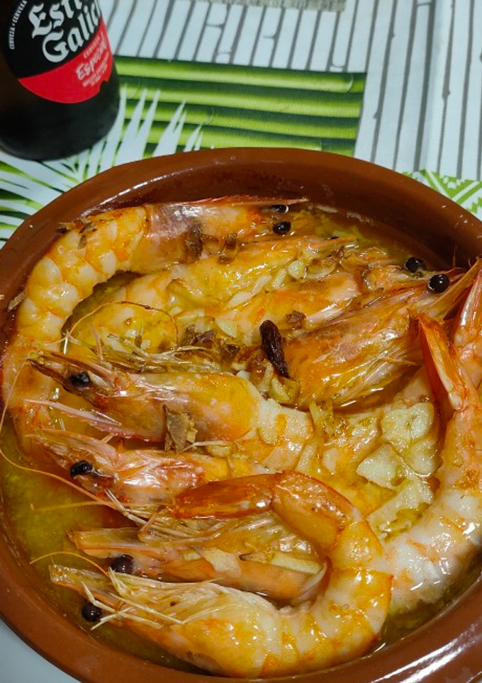 Una foto de Langostinos al ajillo en freidora de aire