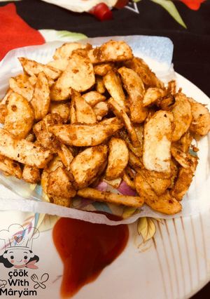 A picture of Potato wedges.