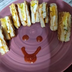 A picture of My style egg sandwich.