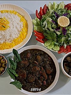 عکسی از دستور چلو خورش آلو اسفناج