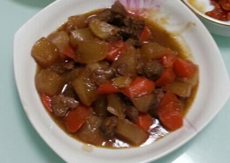 Langkah Membuat Lobak Masak Sandung Lamur Sapi (man ngau lam), Bisa Manjain Lidah