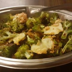 Roasted broccoli with lemon and cheese A picture of Roasted broccoli with lemon and cheese.