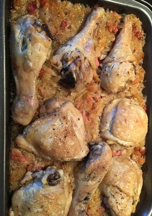 Csirkecomb káposzta ágyon recept fotója