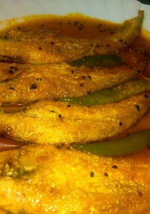 A picture of Pabda fish curry or pabda macher jhol.