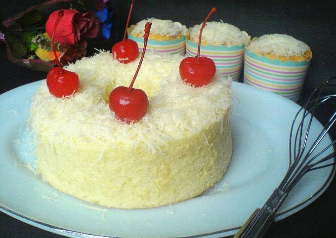 chiffon cheddar cheese cake (chiffon cake putih telur) - resepenakbgt.com