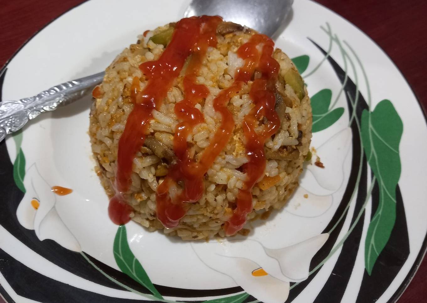 Nasi Goreng dengan Omelet Jamur Mozarella gagal