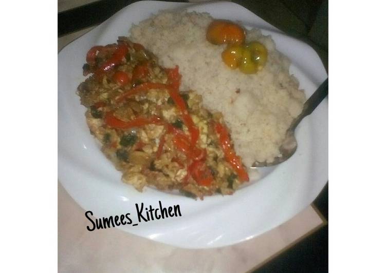 Cous Cous with Peppered Egg Sauce