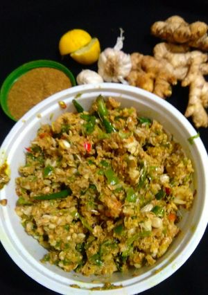 अदरक लहसुन हरी मिर्च का ठेचा रेसिपी मुख्य फोटो