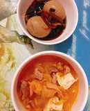 Cơm tối 2 (Trứng ngâm tương + canh bộ đội Hàn Quốc)