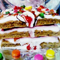 A picture of Chai ice cream sandwich cake (in toster).