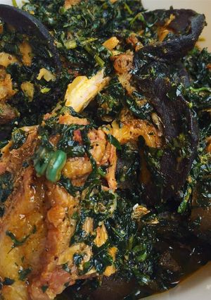 A picture of Vegetable soup with periwrinkle.