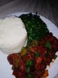 Ugali recipe served with beef and sukuma wiki
