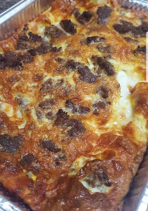 A picture of Baked Frittata with Crumbled Sausage and Mozzarella.