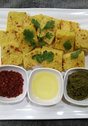 A picture of Proso millet dhokla.