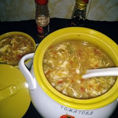 A picture of Hot and sour soup.