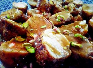 Foto principal de Solomillo ibérico con salsa de pistachos y granada