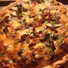 A picture of Bacon,spinach and mushroom quiche .