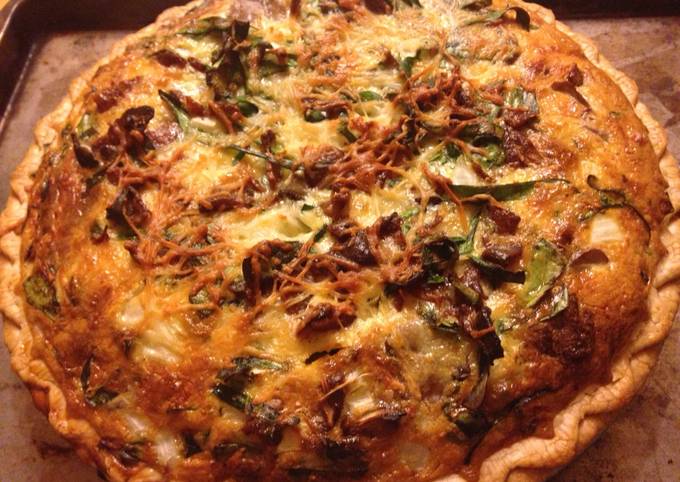 Bacon,spinach and mushroom quiche