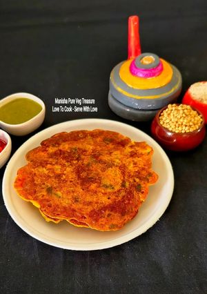 A picture of Jowar Mix Veggies Chilla - Sorghum Mix Veggies Pancake - Gluten-free - Weight Loss - Breakfast.