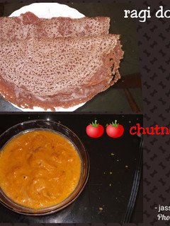 கேழ்வரகு தோசை/தக்காளி சட்னி செய்முறை முக்கிய புகைப்படம்