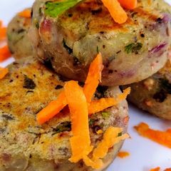 A picture of Shakarkand tikki sweet potato peanut tikkis.
