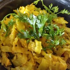 A picture of Cabbage Sabzi (coconut n peanut powder).