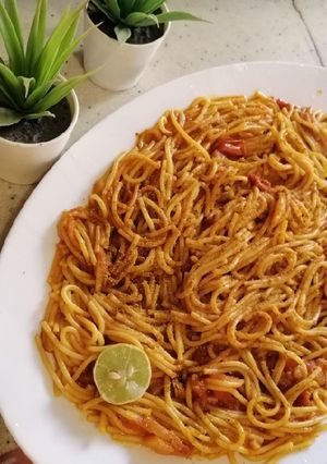 صورة لوصفة معكرونه بالصلصة 😋