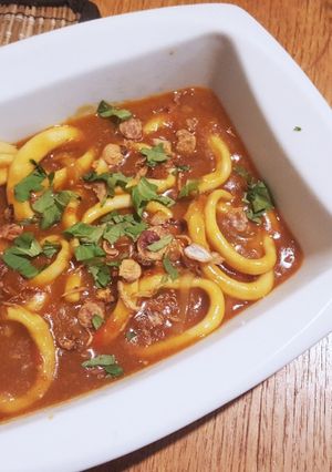 A picture of Indonesian Squid with Sauce from Padang.