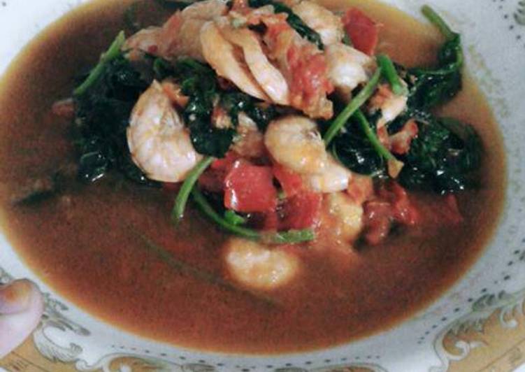 Udang Bayam asam manis