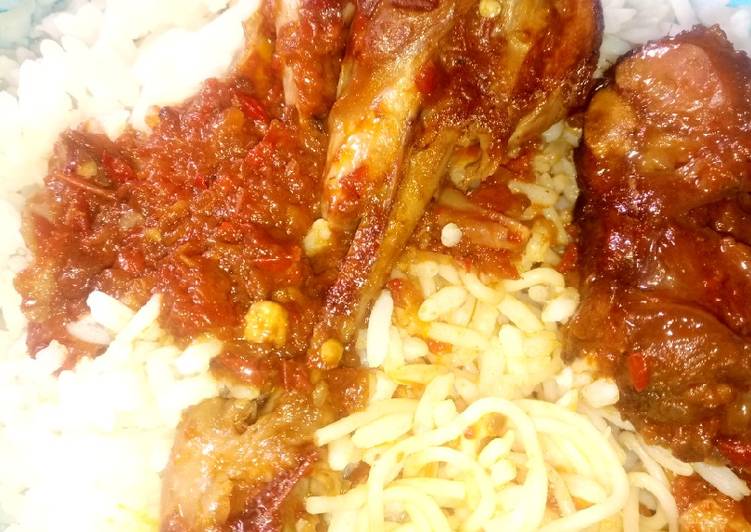 Step-by-Step Guide to Prepare Favorite Rice,spaghetti and stew