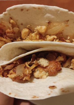 Φωτογραφία της συνταγής Milky scrambled eggs σε τορτίγια