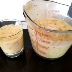 A picture of My Passionfruit & Mango Milk Shake and Crushed Ice.