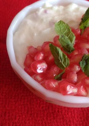 A picture of Pomegranate raita.