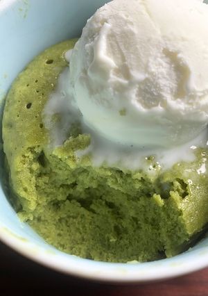 A picture of Matcha Cream Cheese Mug Cake.