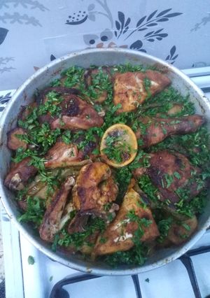 صورة لوصفة صينية دجاج وبطاطا وباذنجان