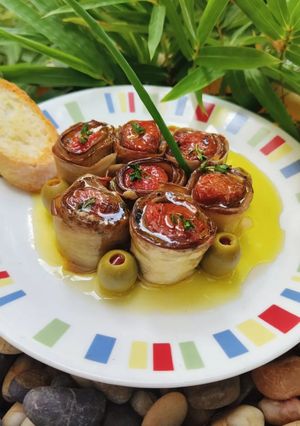 صورة لوصفة سلطة لفائف الباذنجان