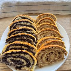 A picture of Poppy seed roll and walnut roll.