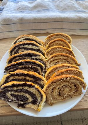 A picture of Poppy seed roll and walnut roll.