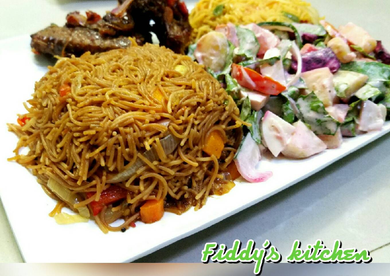 Brown spaghetti with veg 2