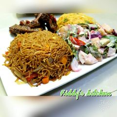 A picture of Brown spaghetti with veg 2.