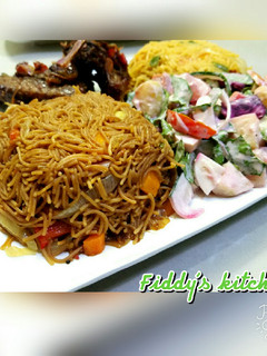 A picture of Brown spaghetti with veg 2.