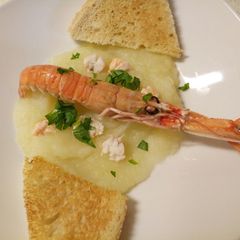 A picture of Vellutata Di Scampi E Patate Langostine And Potato Soup.