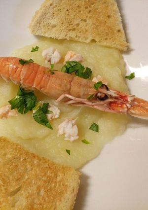 A picture of Vellutata Di Scampi E Patate Langostine And Potato Soup.