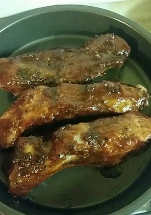 A picture of Easy BBQ Ribs in the oven.
