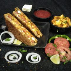 Egg masala cheese sandwich A picture of Egg masala cheese sandwich.