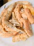 Lemony Salt & Pepper Salmon Belly in EVOO