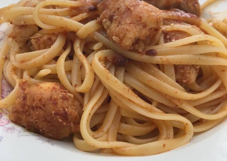 Recipe of Speedy Pasta with spiced monkfish